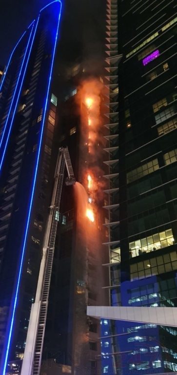A Major Fire Has Broken Out In Dubai In The Duja Tower Opposite The World Trade Centre