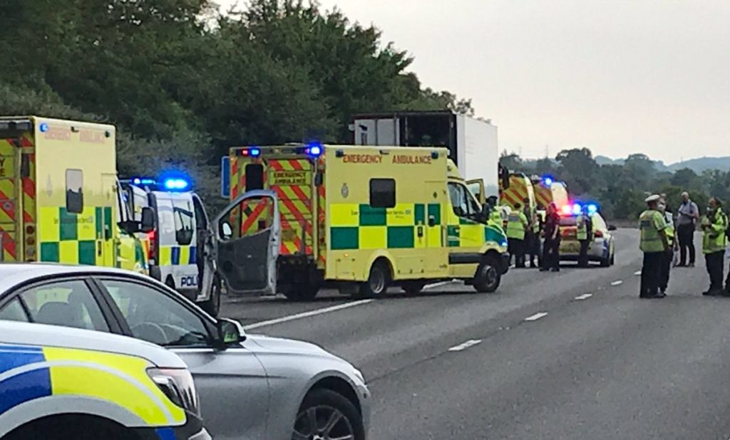 M11 Motorway  In Essex Closed In Both Directions  After Lorry Load Of  Migrants Found In Trailer