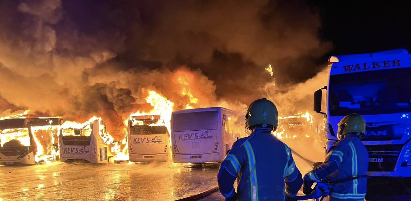 Up To 25 Coaches And Buses Have Been Destroyed In A "catastrophic" Fire At A Coach Hire Company