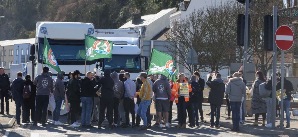 Sacked P And O Workers Block Main Road Into Dover Port But Show Compassion And Move For Emergency Ambulance