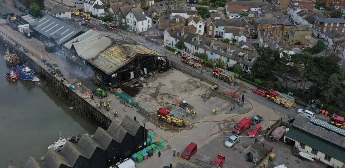 Blaze rips through Whitstable town’s world-famous fish market that is now being tackled by over 60 firefighters