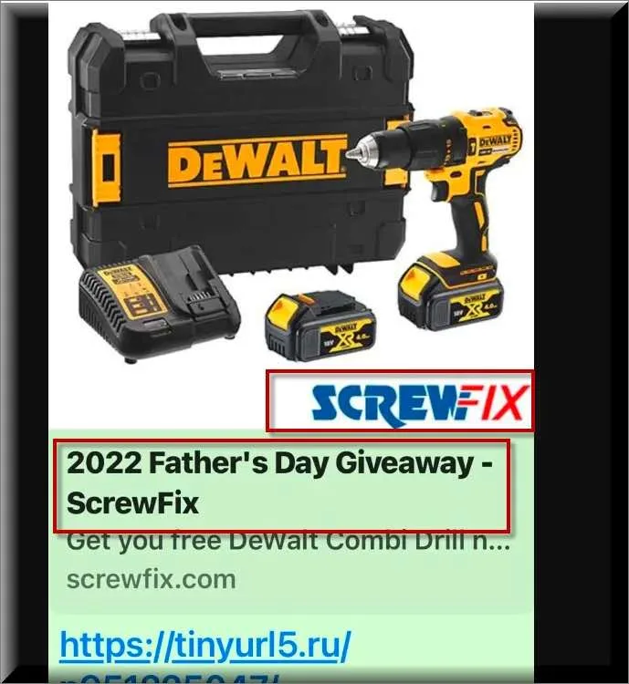 Screwfix Father’s Day DeWalt drill giveaway is a SCAM do not send it to your friends – (ID 527353)