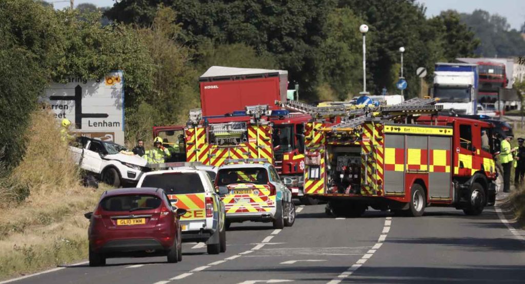 Multiple Casualties Have Been Treated By  Air Ambulance Doctors After A Three Vehicle Collision Involving An Hgv On The Busy A20 Near Lenham