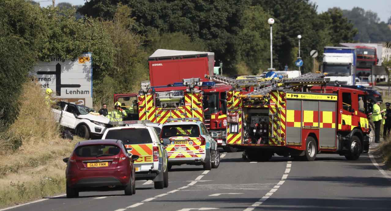 Multiple Casualties Have Been Treated By  Air Ambulance Doctors After A Three Vehicle Collision Involving An Hgv On The Busy A20 Near Lenham