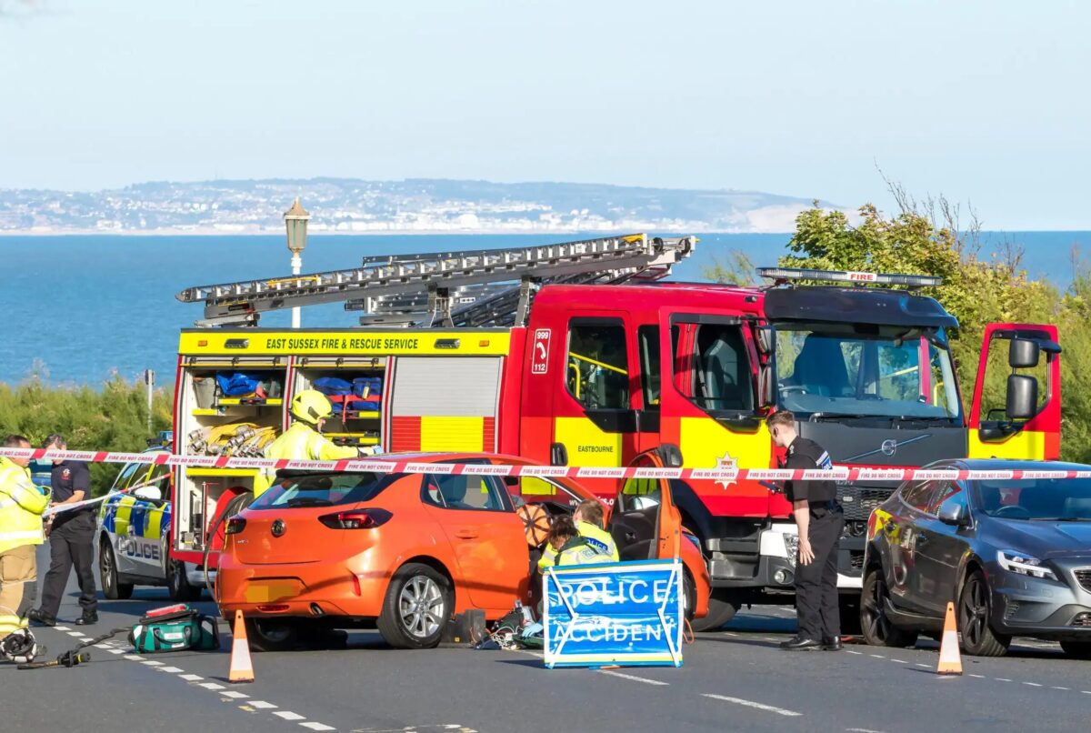 Eastbourne seafront was closed this afternoon after a RTC