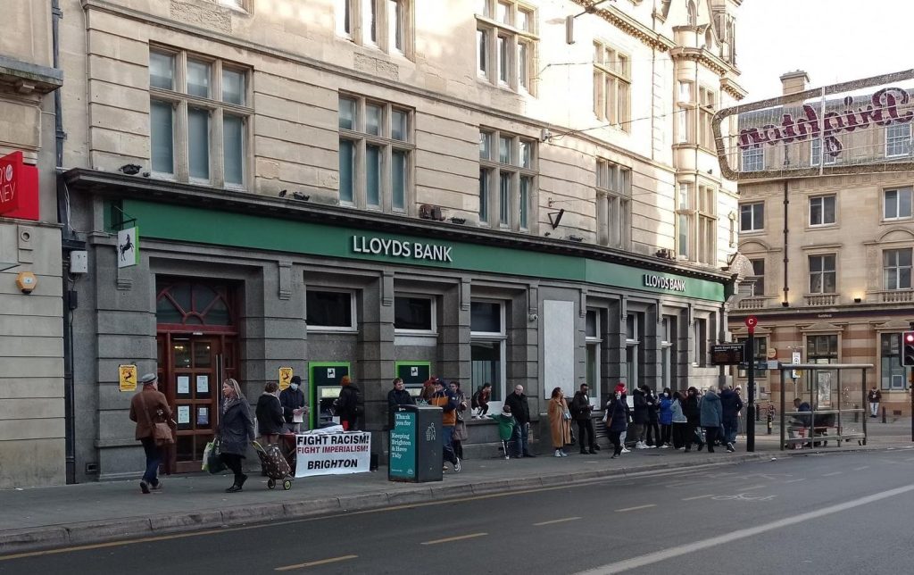 Anti-cuban Sanctions Protest Outside Lloyds Bank Brighton
