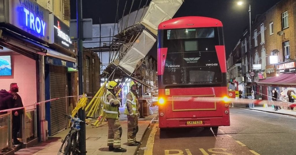Scaffolding On A Building Collapsed Onto A London Bus No One Hurt
