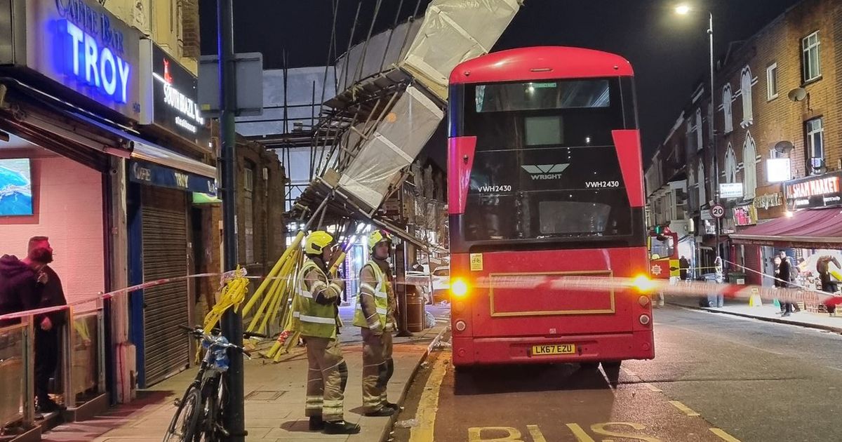Scaffolding On A Building Collapsed Onto A London Bus No One Hurt