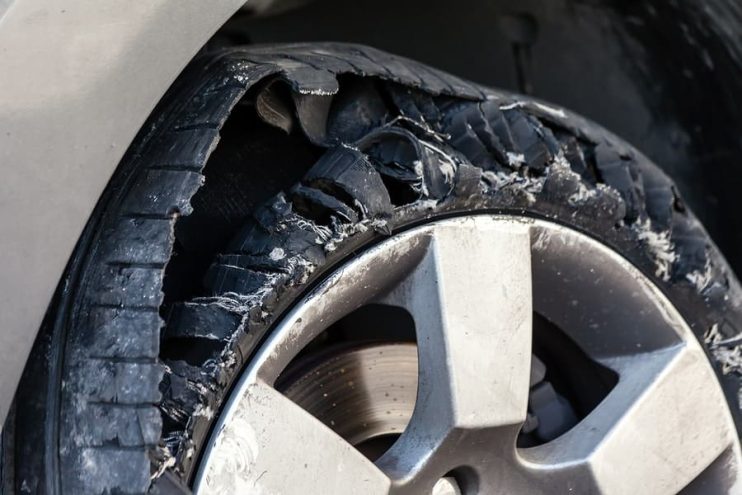 Officers On Patrol Charged A Driver With Offences After Observing Him Driving A Vehicle With A Blown Tyre