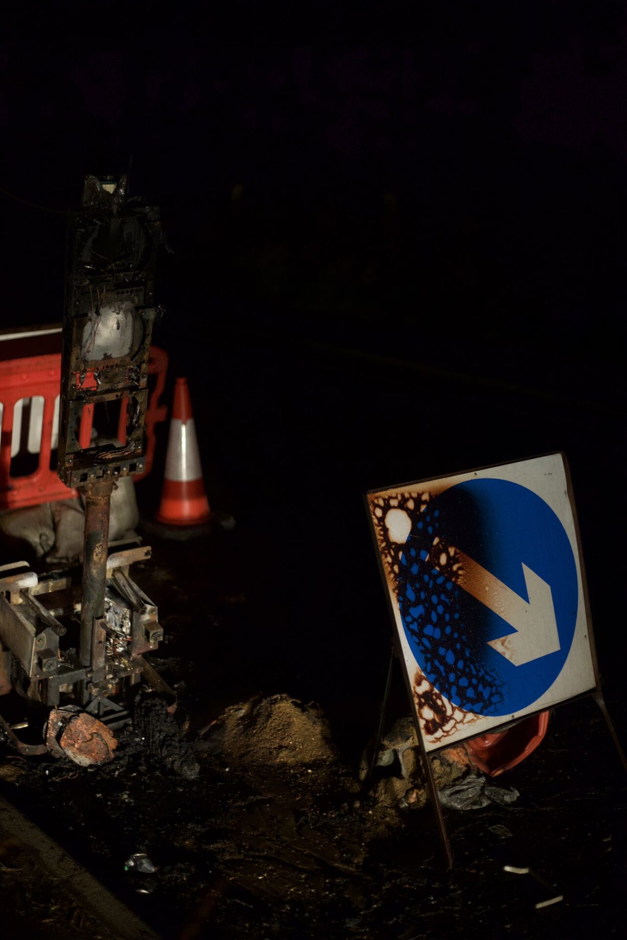 Temporary Traffic Lights Catch Fire At Cuckmere