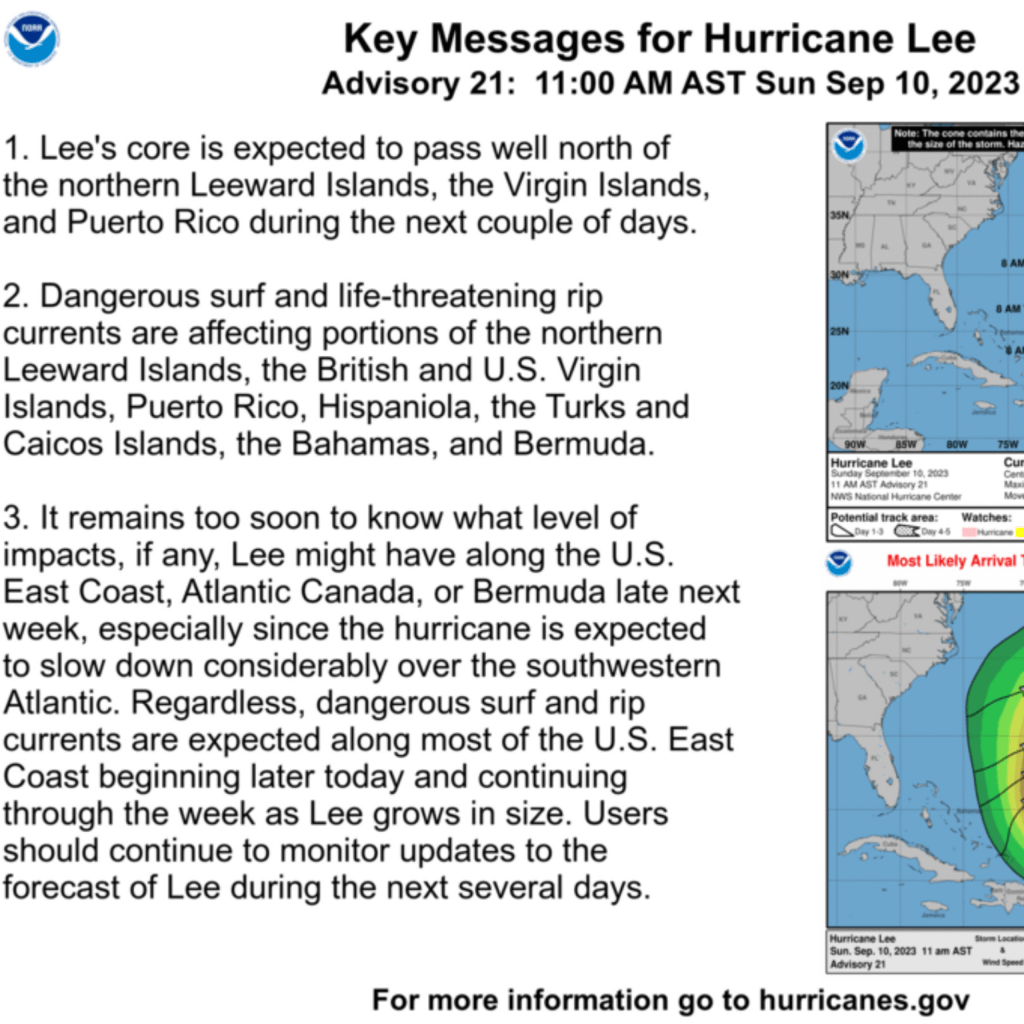 Hurricane Lee Presents Threat To U.s. East Coast With Dangerous Surf And Rip Currents