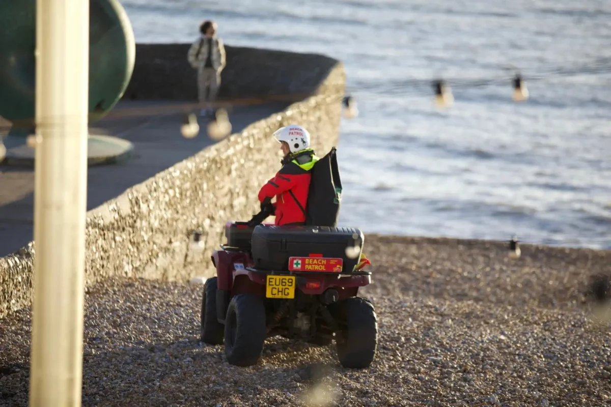 Emergency services responding to an incident on Brighton beach