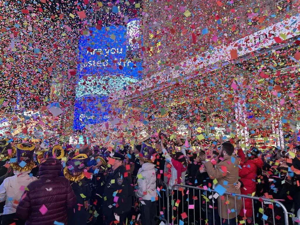 Thousands Flocked To Times Square To Watch The Ball Drop For The First Unrestricted New Year's Eve Party Since 2020, Despite The Gloomy And Misty Weather