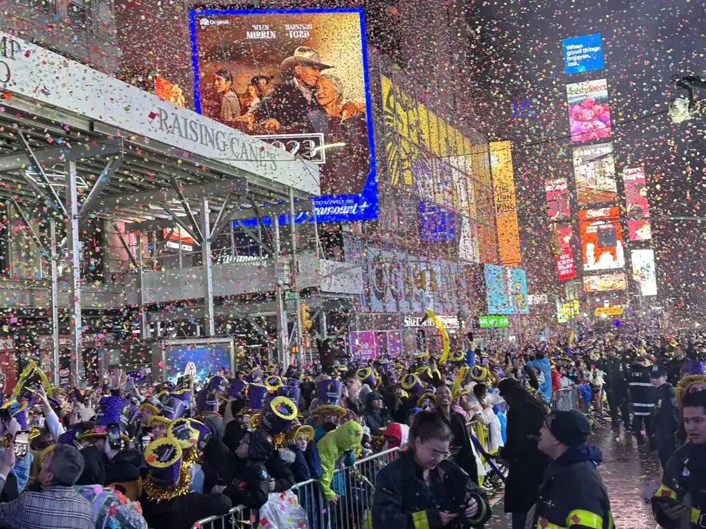 Thousands Flocked To Times Square To Watch The Ball Drop For The First Unrestricted New Year's Eve Party Since 2020, Despite The Gloomy And Misty Weather