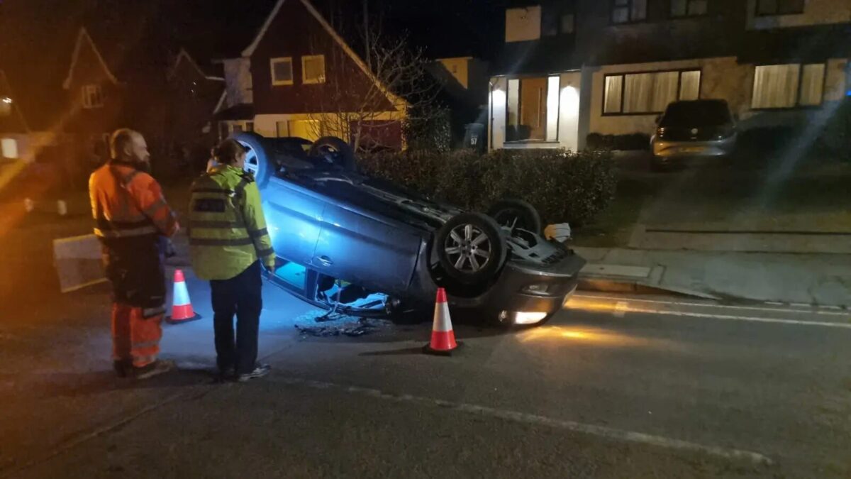 Vehicle overturned in Haywards Heath