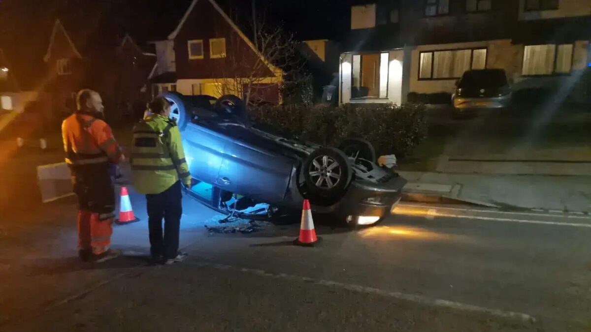 Vehicle overturned in Haywards Heath