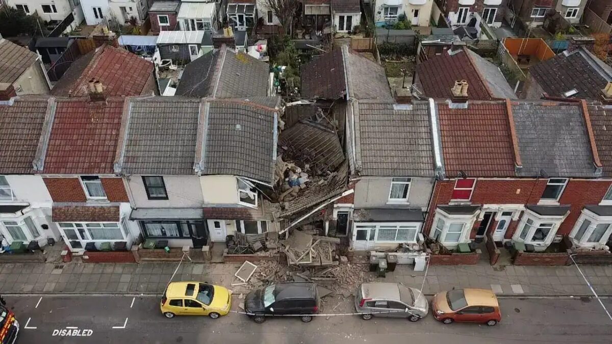 Terrace House Collapses in Portsmouth: Mass Evacuations and Road Closure as Two Hurt but Survive