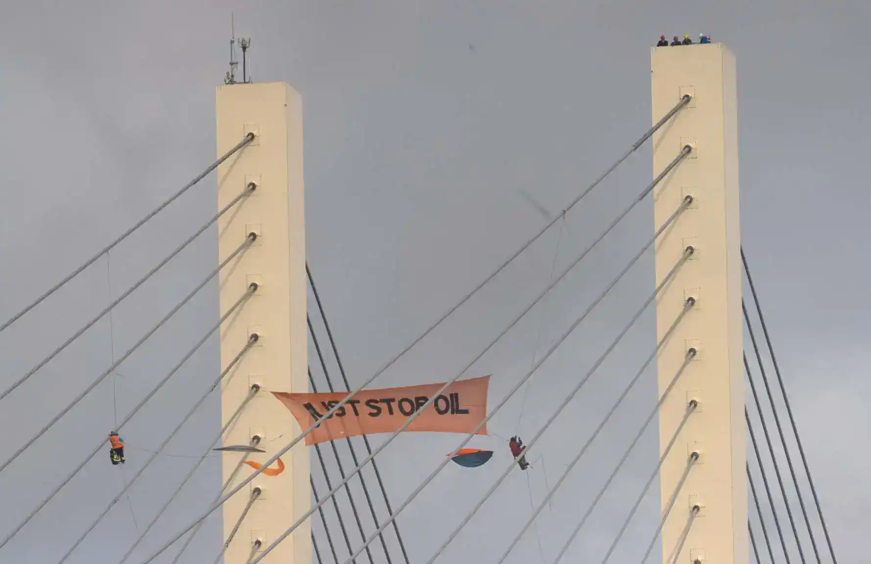 Fireworks Have Been Blasted At Eco Protesters Causing Travel Chaos As They Enter A Second A Day Dangling From Dartford Crossing