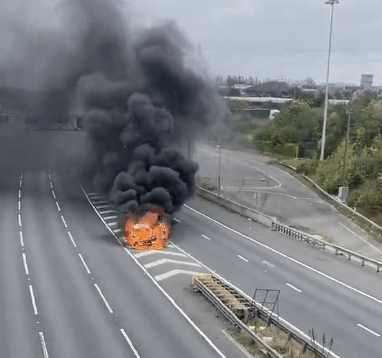 Kent Fire And Rescue Service Called To Reports Of A Car Alight On The A282 Southbound, Near To The Dartford Crossing. 