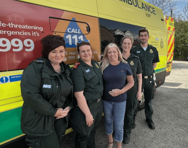 A Derbyshire Grandmother Whose Heart Stopped Beating In Front Of Her Family And Friends 12 Minutes Into 2023 Has Been Reunited With The Emergency Team Who Saved Her Life