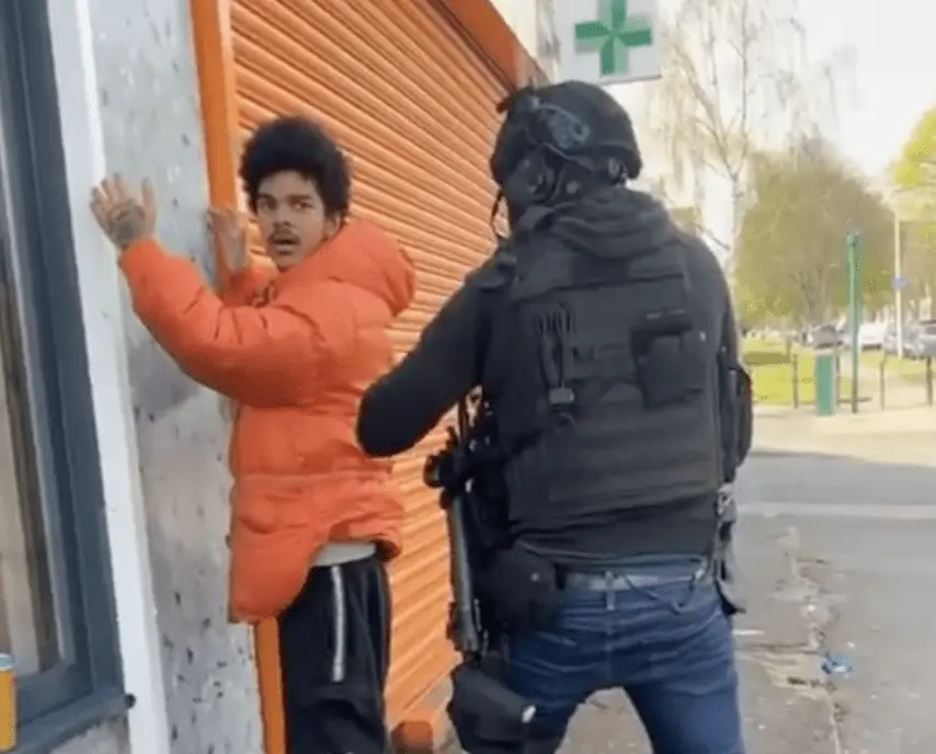 Armed officers dispatched to a residential street after receiving allegations of a man with a gun, which turned out to be a bong
