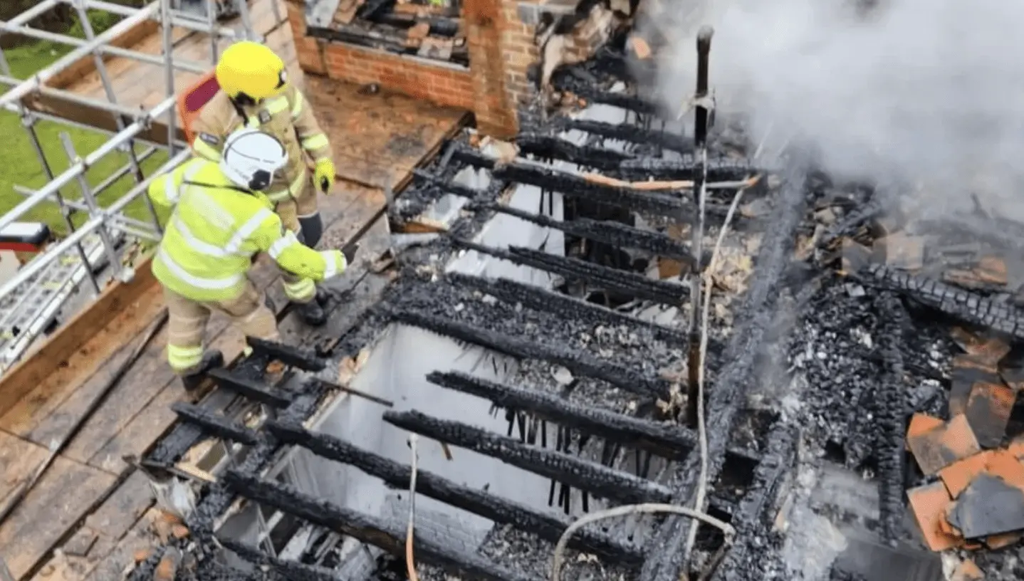 Massive Fire Destroys Roof of Horris Hill Boarding House in Hampshire