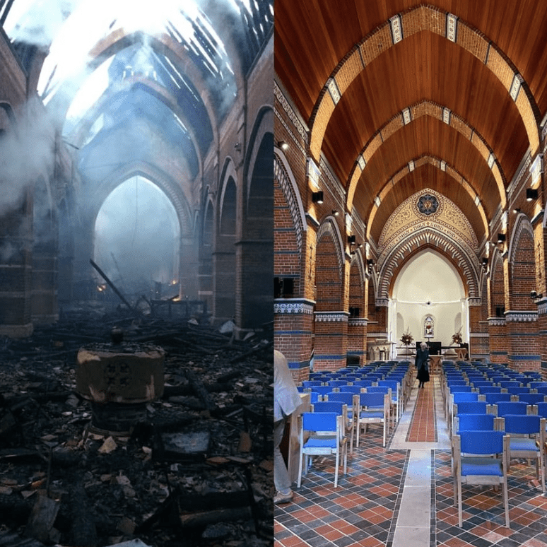  on-call Firefighters From Fleet Invited Back To All Saints Church For The Service Of Celebration And Reconsecration Following The Fire That Devastated The Building Eight Years Ago