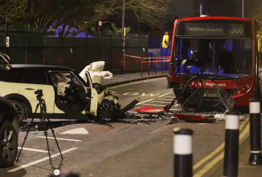 Investigation Launched After Sixty Mile An Hour Police Chase Involving A Bmw Mini Ploughs Into London Bus As Five Passengers Escape Serious Injury