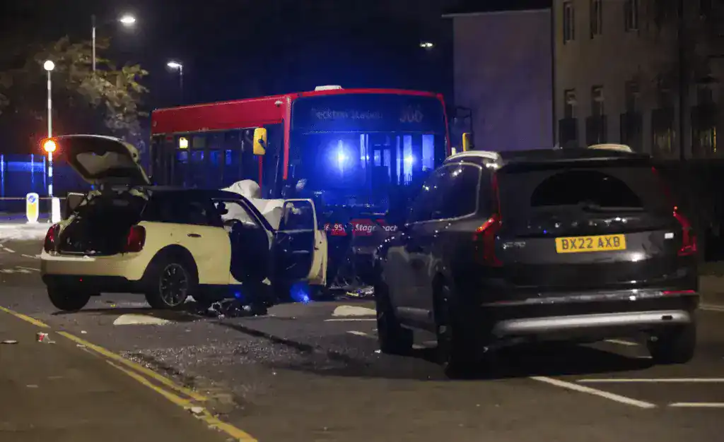 Investigation Launched After Sixty Mile An Hour Police Chase Involving A Bmw Mini Ploughs Into London Bus As Five Passengers Escape Serious Injury Investigation Launched After Sixty Mile An Hour Police Chase Involving A Bmw Mini Ploughs Into London Bus As Five Passengers Escape Serious Injury