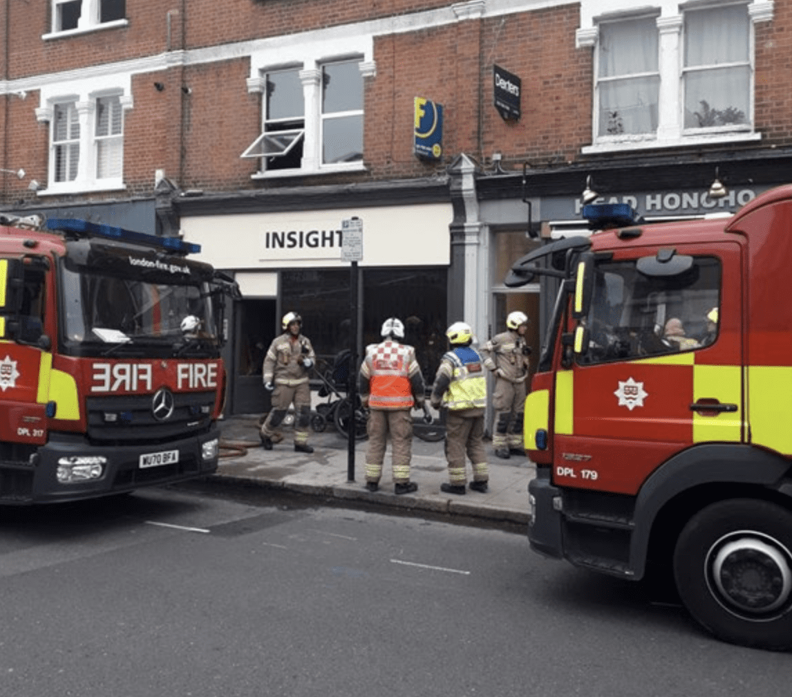 Six Fire Engines And Around 40 Firefighters Were Called To A Fire In A Shop Basement On Munster Road In Fulham