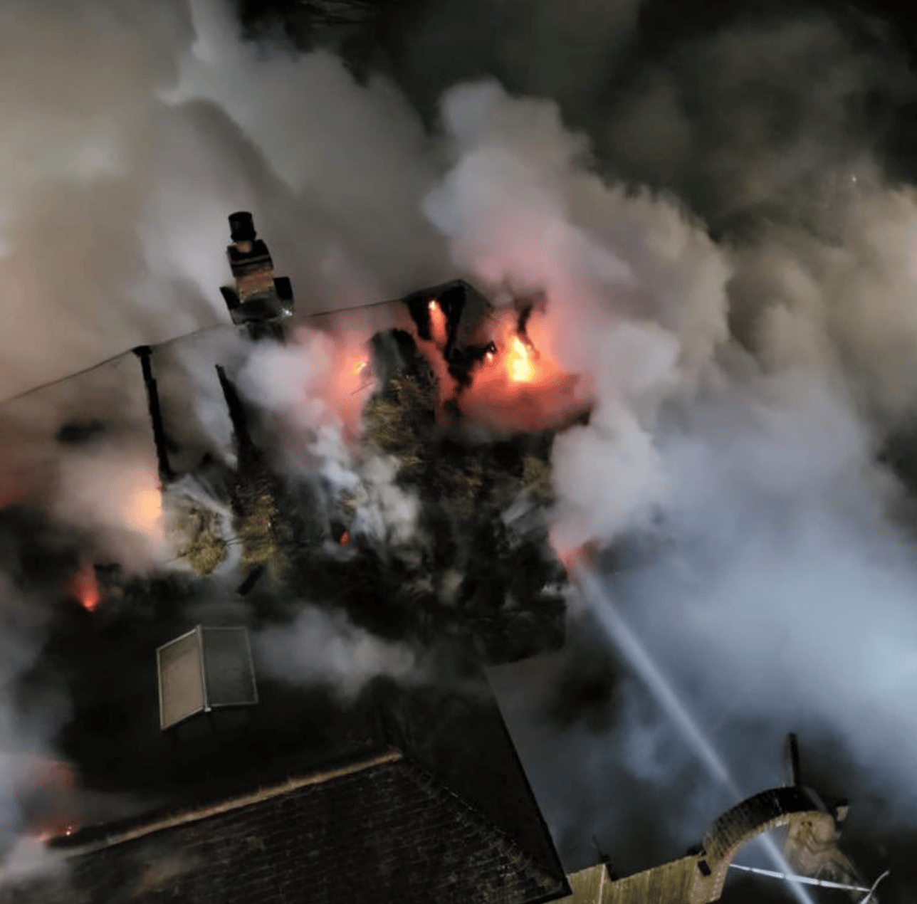 The Roof Of The Detached Property Was Well Alight When The First Firefighters Arrived On The Scene