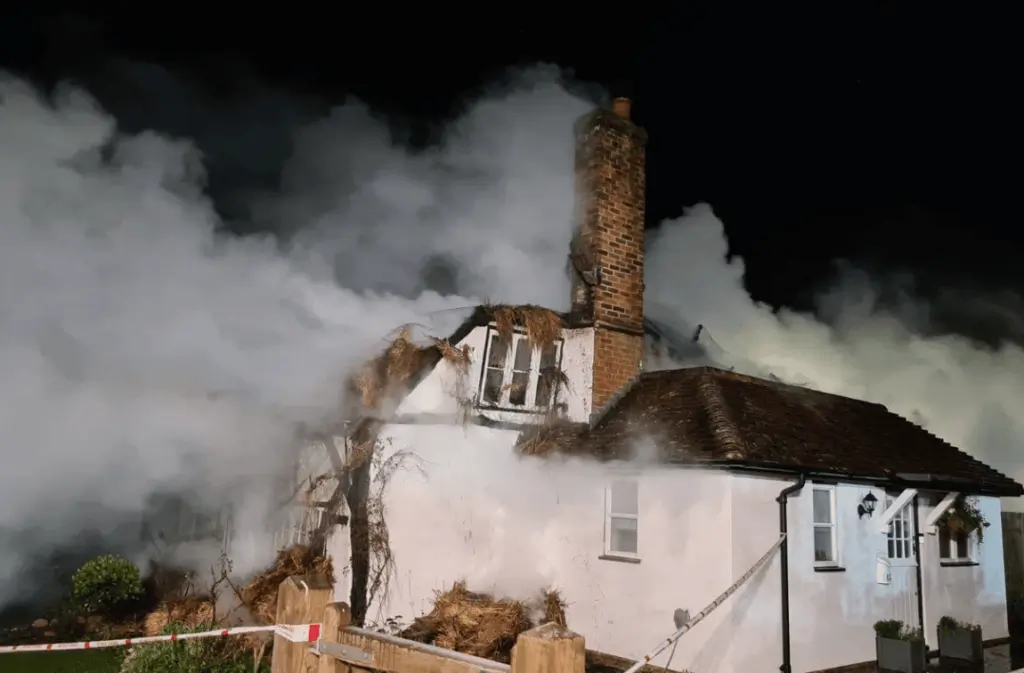 The Roof Of The Detached Property Was Well Alight When The First Firefighters Arrived On The Scene