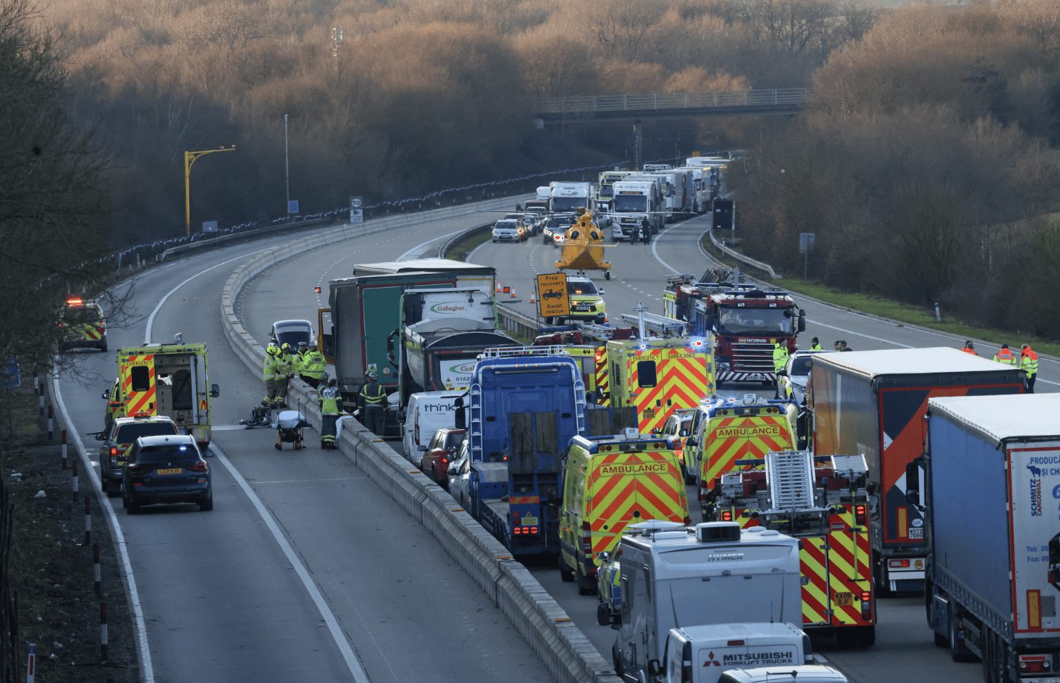 The M20 Near Ashford Has Been Closed In Both Directions Following A Serious Collision Involving Two Hgvs