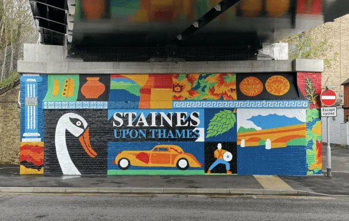 Designed Following Engagement With Local Residents, Two New Murals Have Been Painted Under The Iron Bridge In Staines-upon-thames