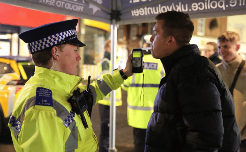 As Part Of A Festive Reminder To Drivers, Officers Invited People To Try On Distorting 'beer Goggles', Which Highlight The Loss Of Perception That Impair Drink-drivers