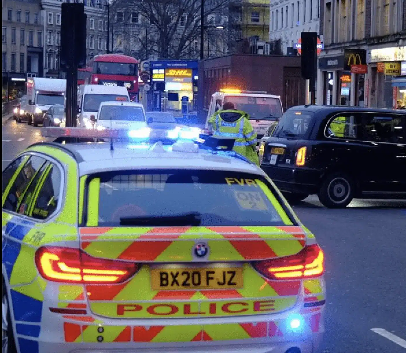 A suspected drug dealer was apprehended with crack cocaine, heroin, and a large knife after Kent officers tracked him down to a taxi in London
