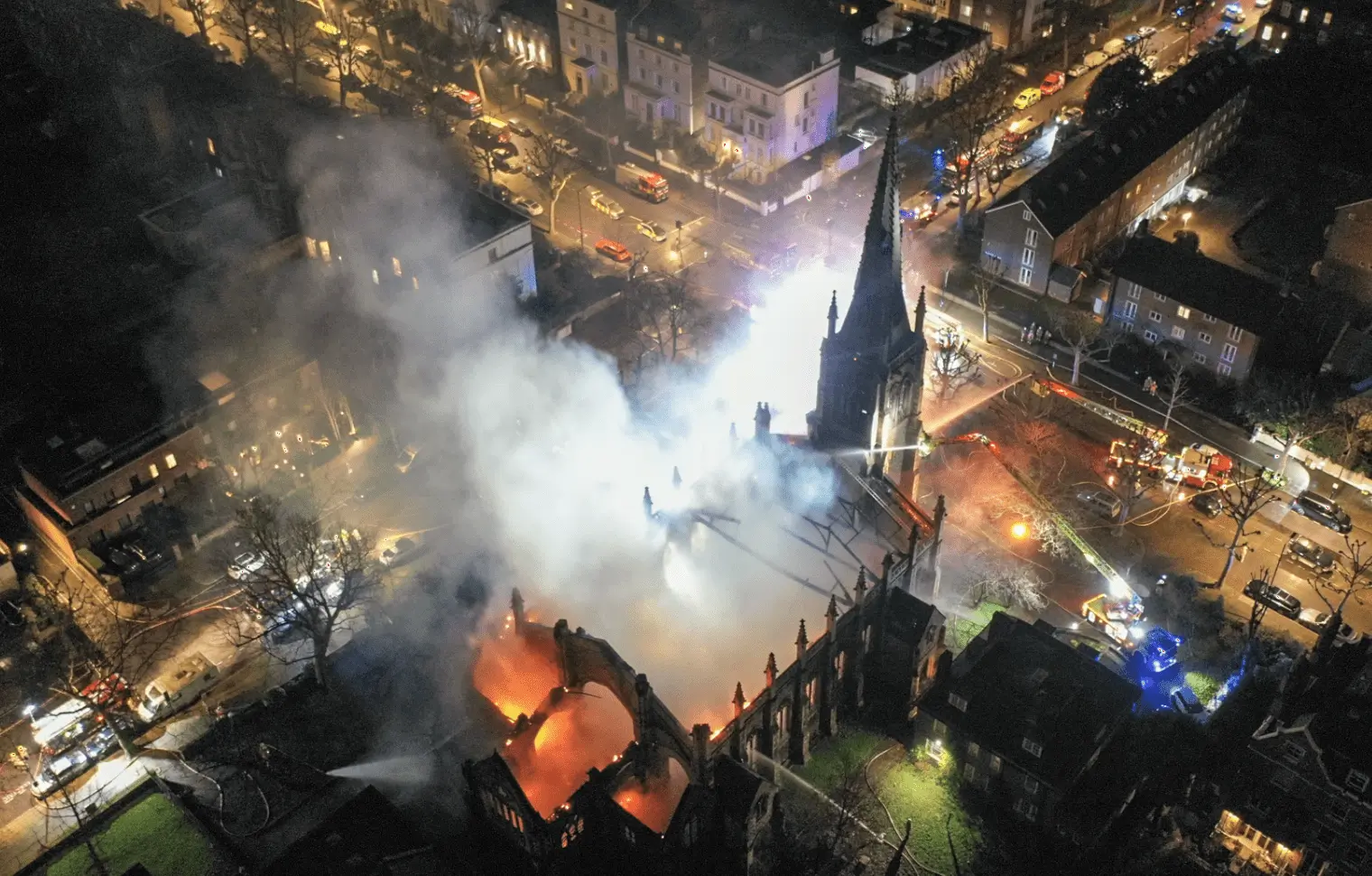 A major blaze has ripped through an 18th-century church “St Marks”