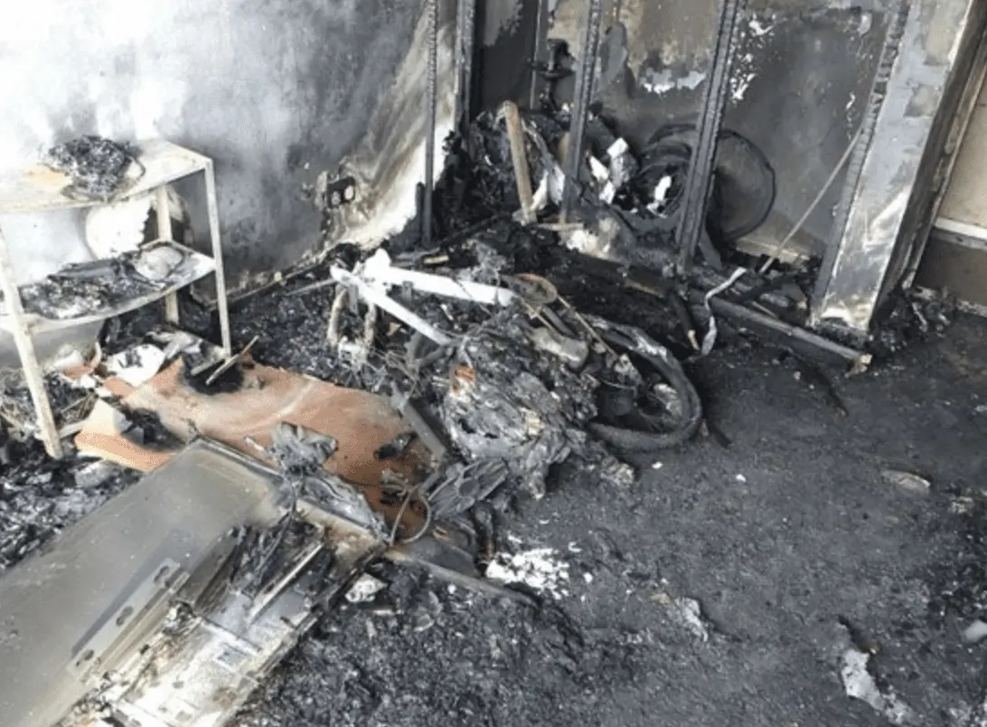 The fire is thought to have been started by a faulty e-bike lithium battery