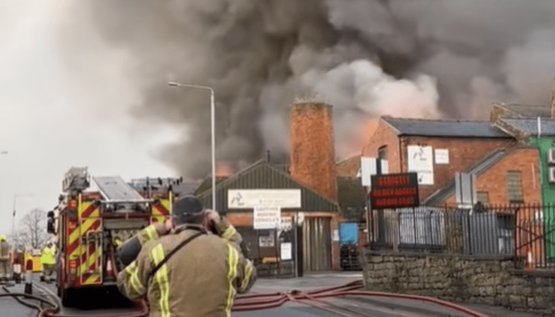 Residents Evacuated Following A Large Industrial Fire In Mansfield