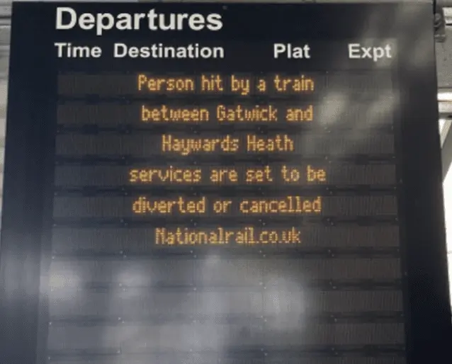 Train Tragedy Between Three Bridges and Horley Sparks Gatwick Route Chaos and Major Delays