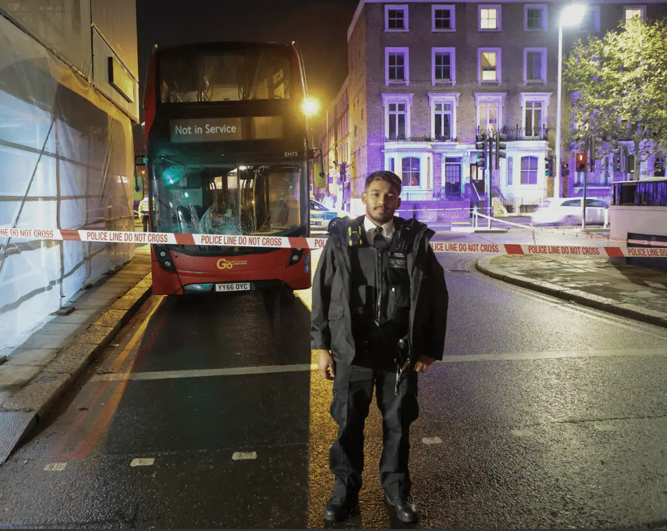 Bus driver arrested after failing roadside breath test and hitting a pedestrian in Chelsea