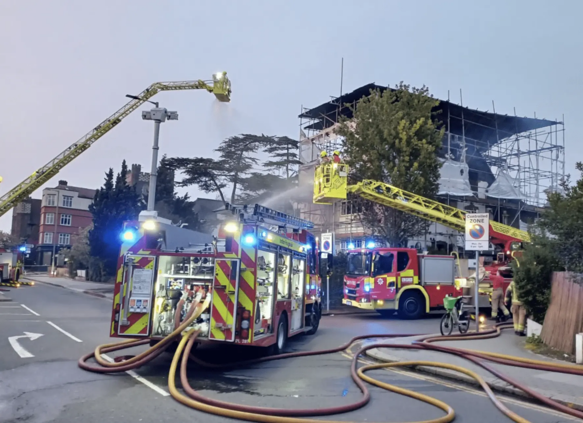 Six Fire Engines And Around 40 Firefighters Tackled A Fire At A House Under Renovation On Finchley Road In Golders Green This Evening