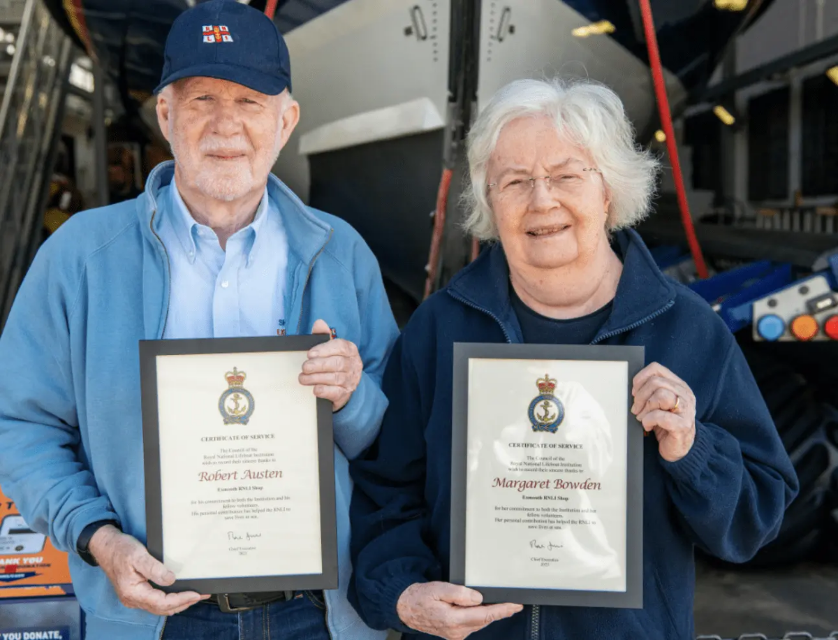 Exmouth RNLI Heroes Margaret and Robert Honoured After 43 Years Saving Lives at Sea