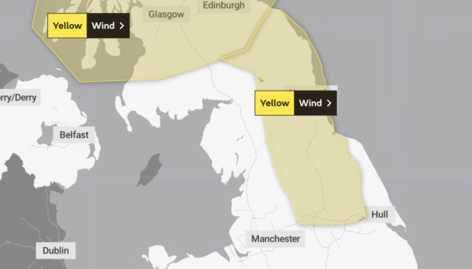 A Yellow Weather Warning Has Been Issued For The North Of England, As Gales Of Up To 70mph Are Expected