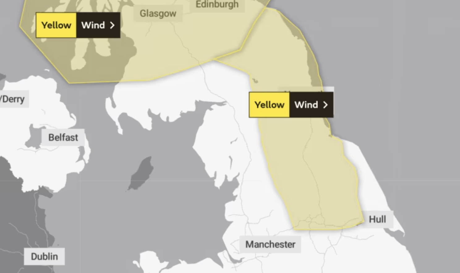 A Yellow Weather Warning Has Been Issued For The North Of England, As Gales Of Up To 75mph Are Expected