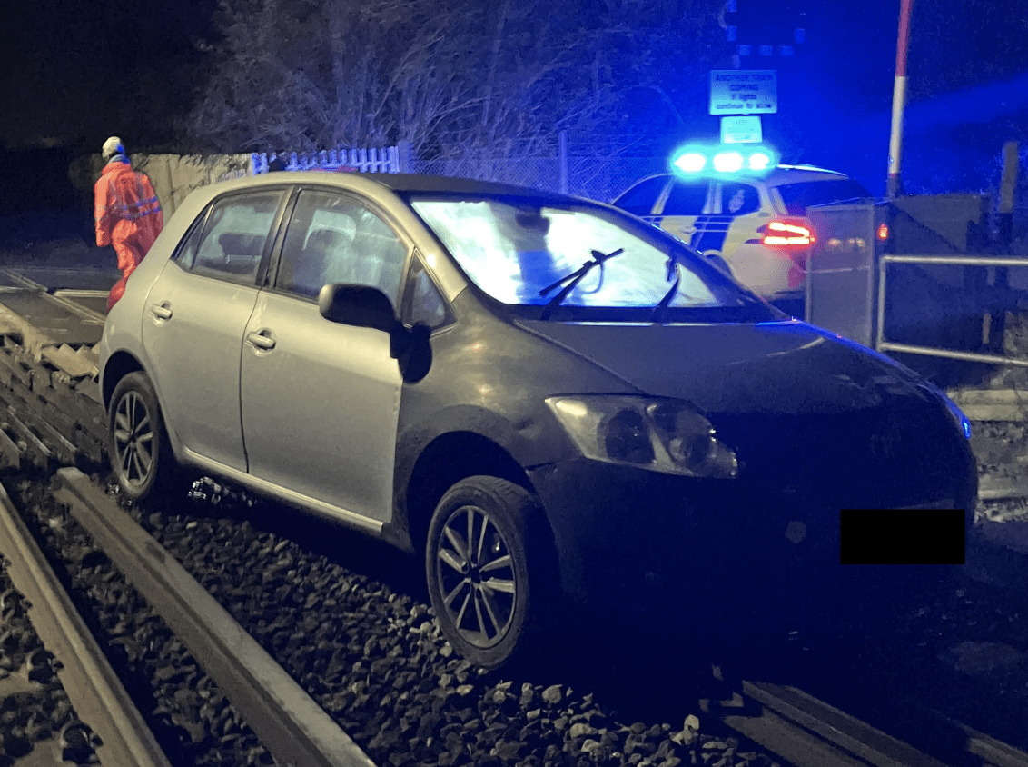 A Car Collided With Railway Lines At A Level Crossing, Damaging A Train Near Teynham, Kent On Friday