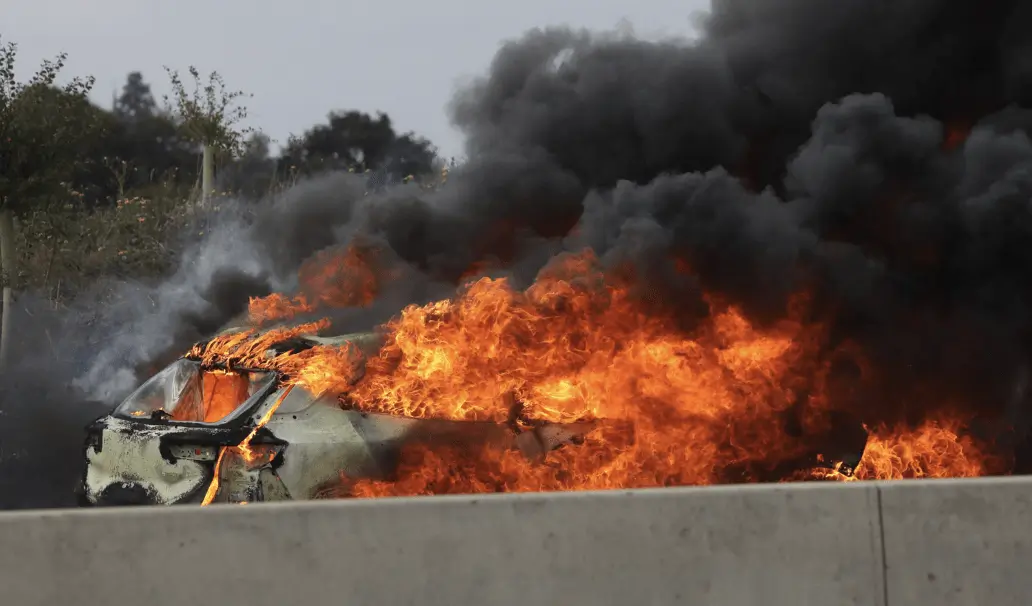 Fireball Blaze Halts A14 Traffic Near Bar Hill as Vehicle Goes Up in Flames