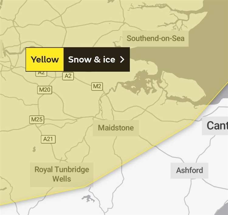 Parts Of Kent Have Been Issued With A Yellow Weather Warning For Snow And Ice