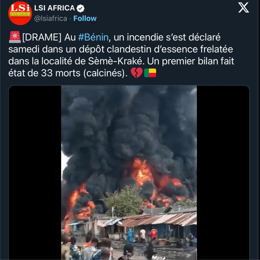Tragedy Strikes As Fuel Depot Explosion Claims 35 Lives In Benin