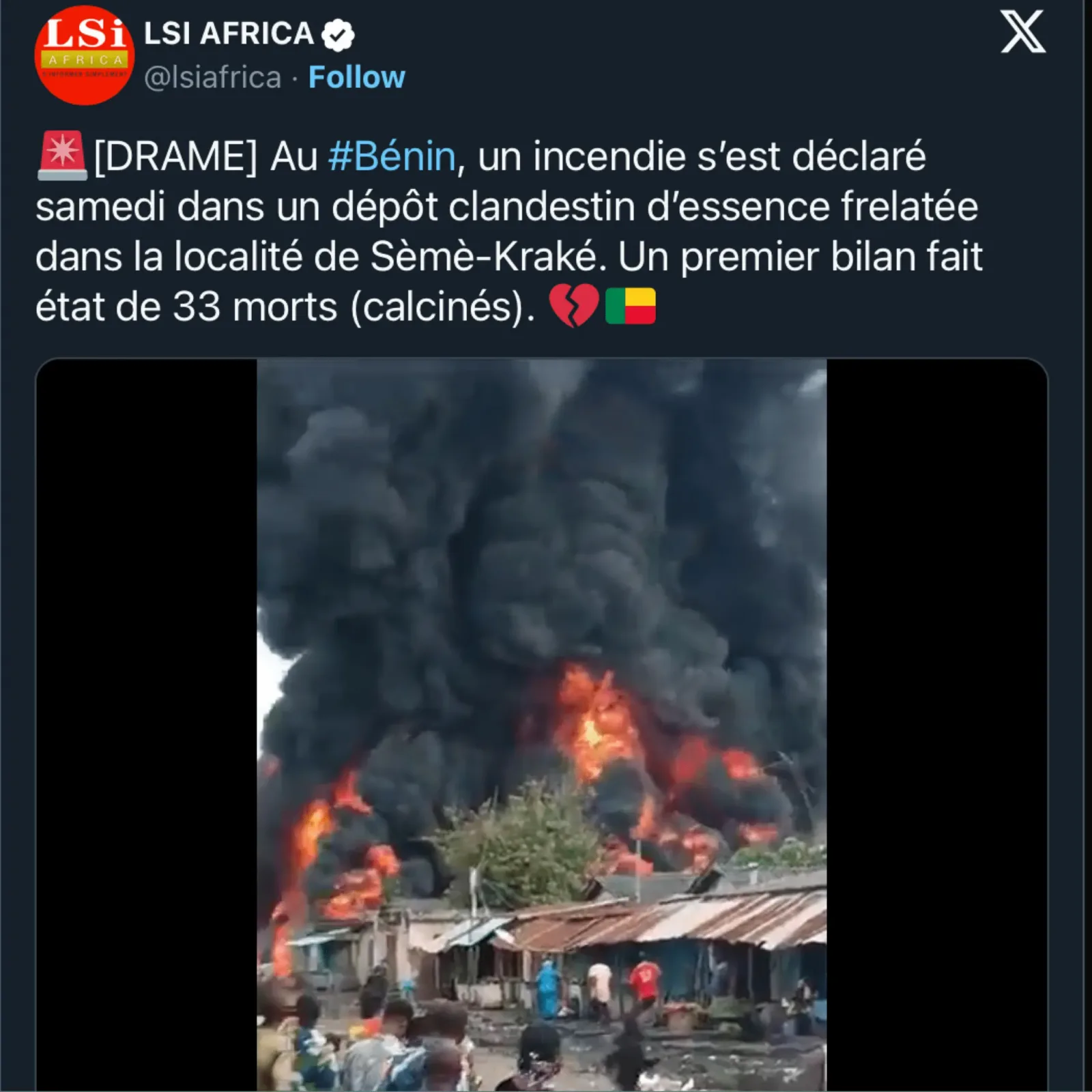Tragedy Strikes As Fuel Depot Explosion Claims 35 Lives In Benin